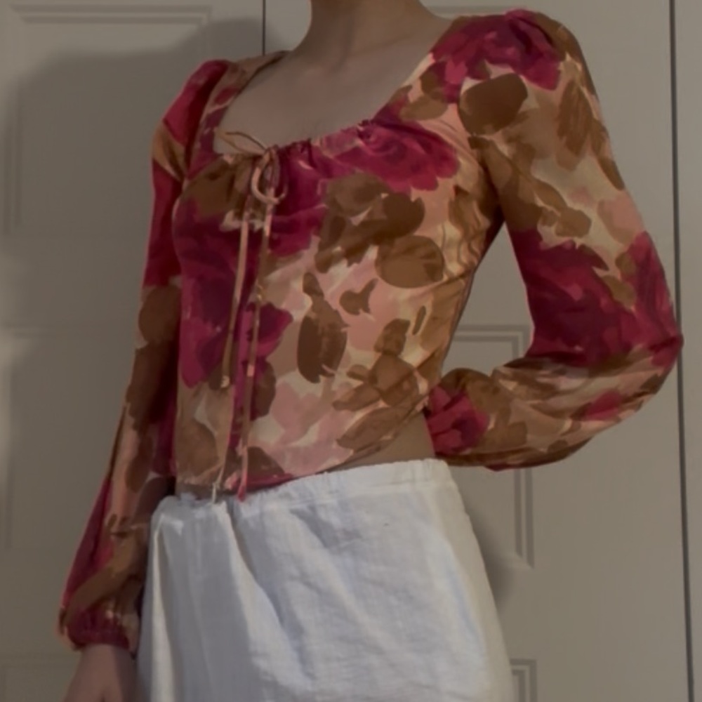 NWT Sage the Label Floral Long Sleeve Top ~ XS